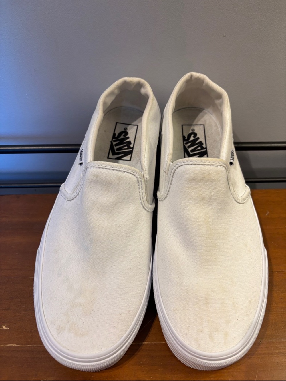 Vans Asher White Canvas Slip On Sneakers - Picture 4 of 7